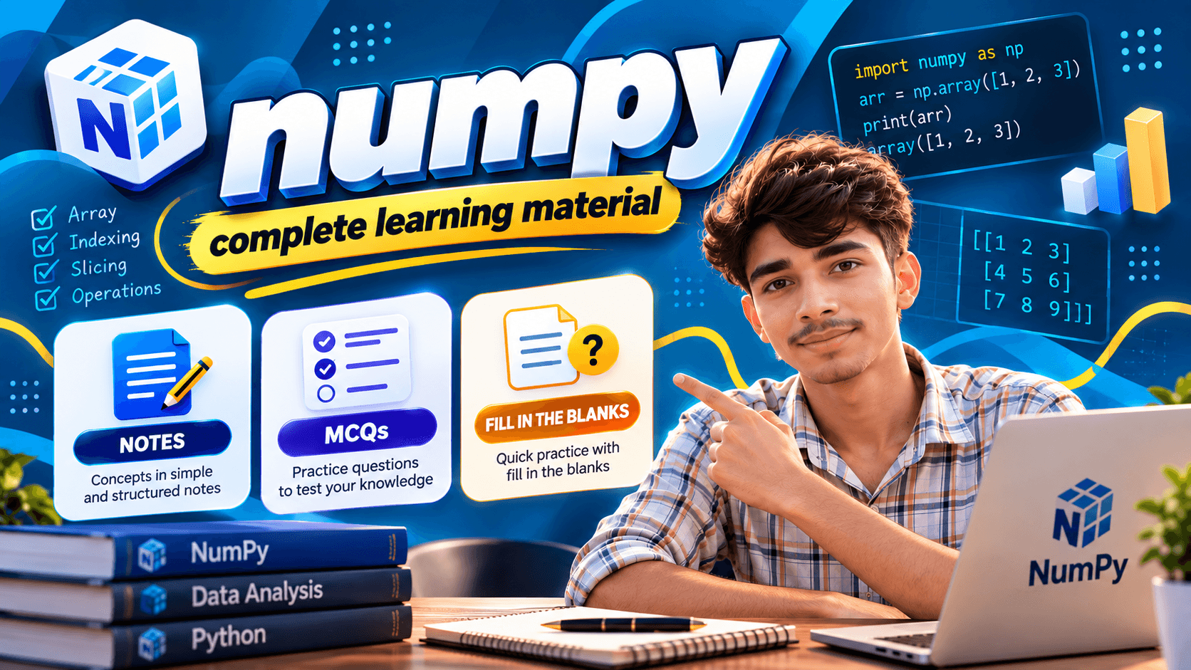 NumPy for Beginners background cover