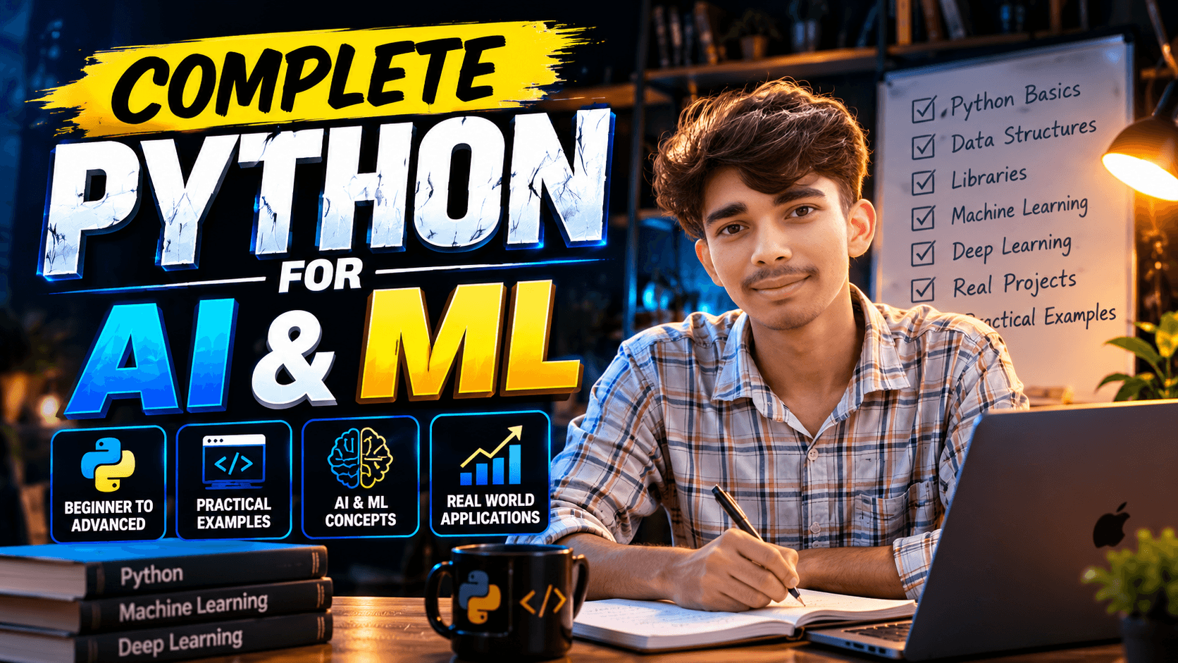 Complete Python for AI & ML (Beginner to Pro) background cover